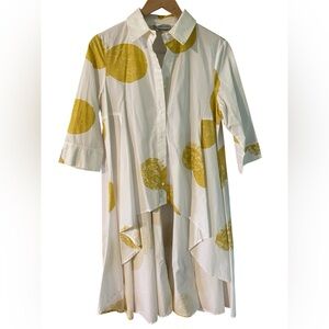 Patrizia Luca Shirt Blouse Button Up High Low Print Woman Size Medium / Large